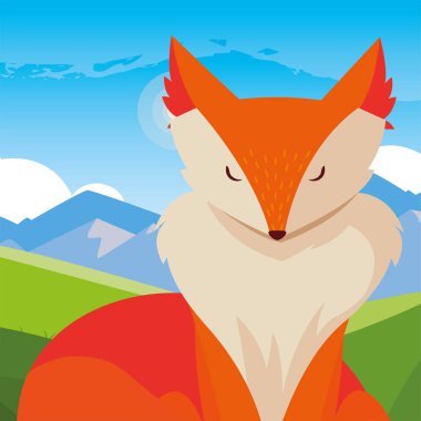 tilki memeli mutlu sonbahar sezonu düz tasarım