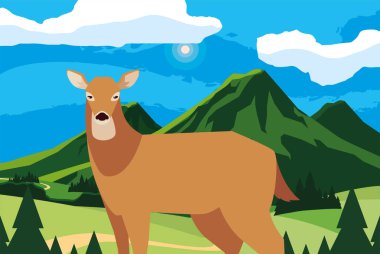 geyik mutlu sonbahar sezonu düz tasarım