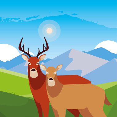 geyik mutlu sonbahar sezonu düz tasarım