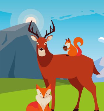 geyik tilki ve sincap mutlu sonbahar sezonu