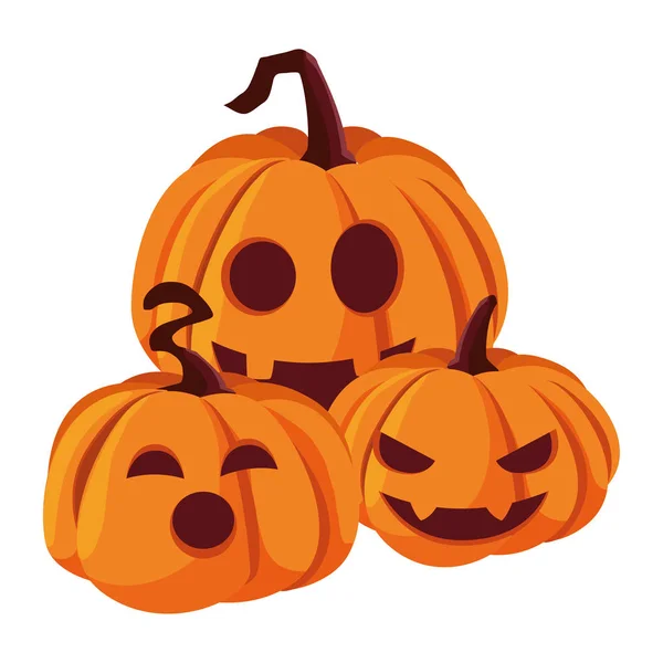 Calabazas feliz halloween celebración diseño — Vector de stock