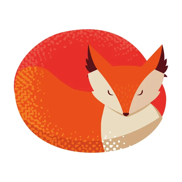 Fox mammal happy autumn season flat design — Stock Vector