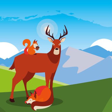 geyik tilki ve sincap mutlu sonbahar sezonu