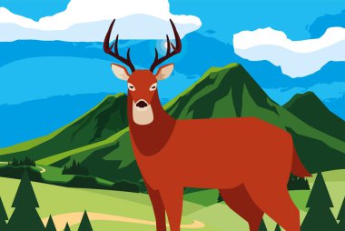 geyik mutlu sonbahar sezonu düz tasarım