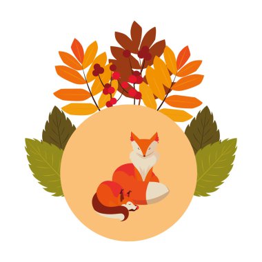 tilki memeli mutlu sonbahar sezonu düz tasarım