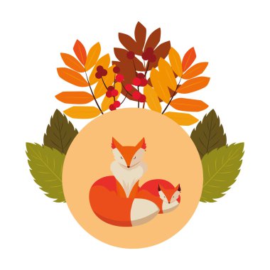 tilki memeli mutlu sonbahar sezonu düz tasarım