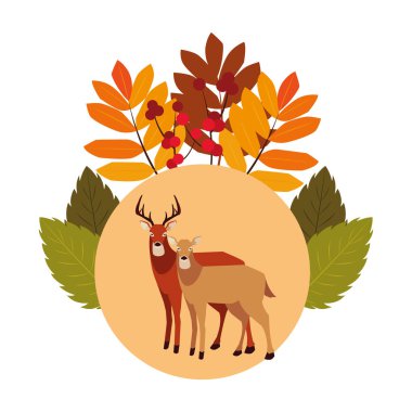 geyik mutlu sonbahar sezonu düz tasarım