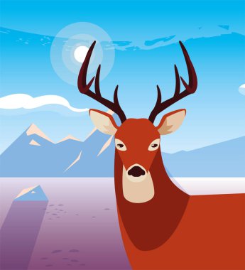 geyik mutlu sonbahar sezonu düz tasarım