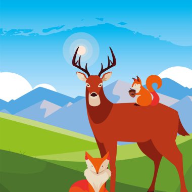 geyik tilki ve sincap mutlu sonbahar sezonu