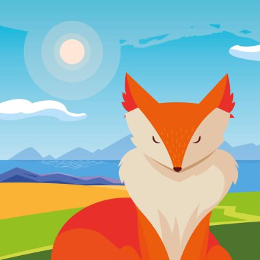 tilki memeli mutlu sonbahar sezonu düz tasarım