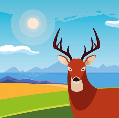 geyik mutlu sonbahar sezonu düz tasarım