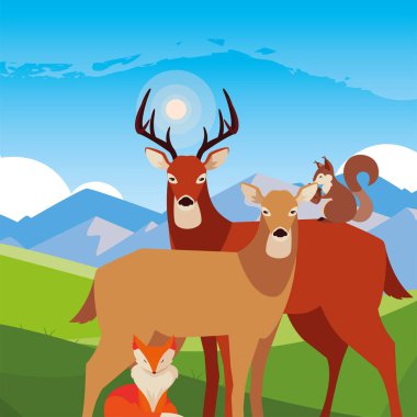 geyik tilki ve sincap mutlu sonbahar sezonu