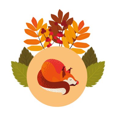 tilki memeli mutlu sonbahar sezonu düz tasarım