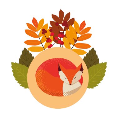 tilki memeli mutlu sonbahar sezonu düz tasarım