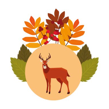 geyik mutlu sonbahar sezonu düz tasarım