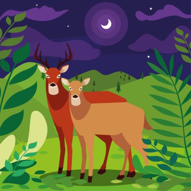 geyik mutlu sonbahar sezonu düz tasarım