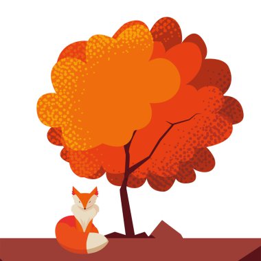 tilki memeli mutlu sonbahar sezonu düz tasarım