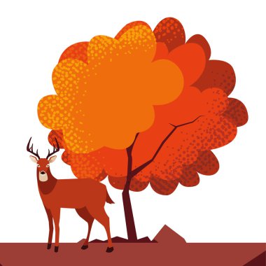 geyik mutlu sonbahar sezonu düz tasarım