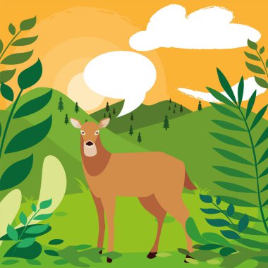 geyik mutlu sonbahar sezonu düz tasarım