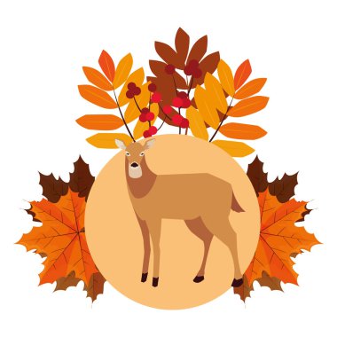 geyik mutlu sonbahar sezonu düz tasarım
