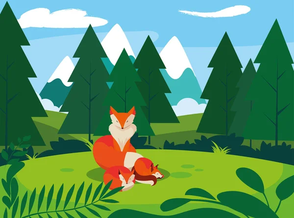 Mamífero raposa feliz outono temporada plana design —  Vetores de Stock