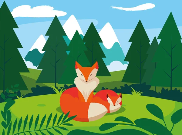 Fox däggdjur Happy höstsäsong flat design — Stock vektor