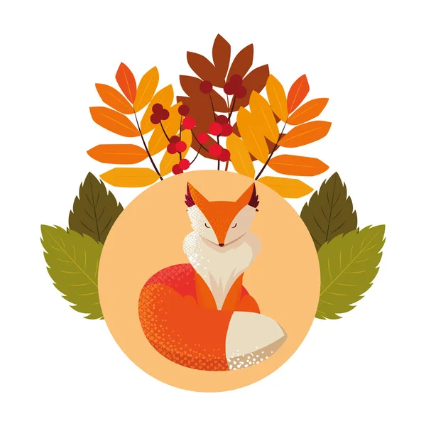 tilki memeli mutlu sonbahar sezonu düz tasarım