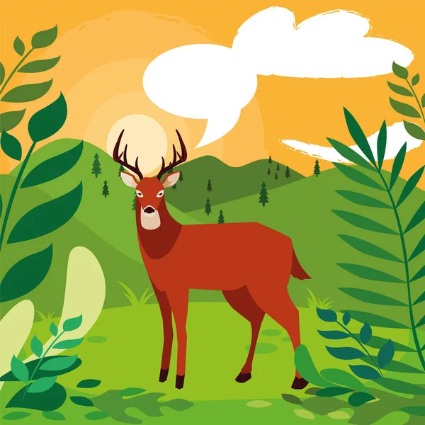 Deer szczęśliwy jesień sezon płaski — Wektor stockowy