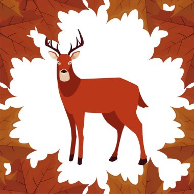 geyik mutlu sonbahar sezonu düz tasarım