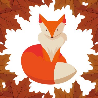 tilki memeli mutlu sonbahar sezonu düz tasarım