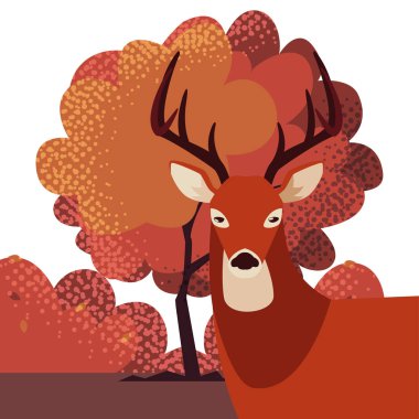 geyik mutlu sonbahar sezonu düz tasarım