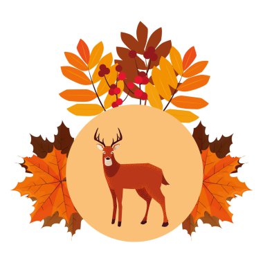 geyik mutlu sonbahar sezonu düz tasarım