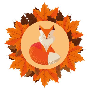 tilki memeli mutlu sonbahar sezonu düz tasarım