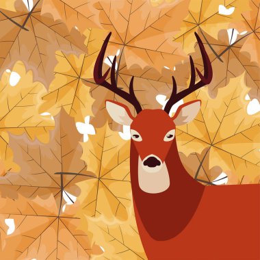 geyik mutlu sonbahar sezonu düz tasarım