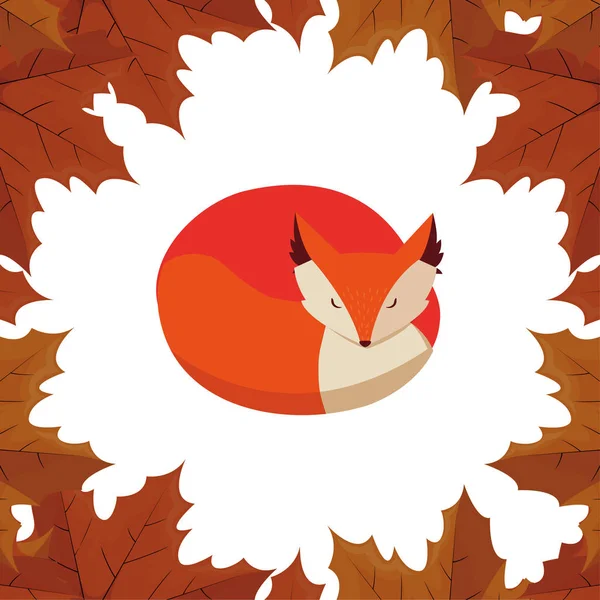 Лиса млекопитающих счастливый осенний сезон плоский дизайн — стоковый вектор
