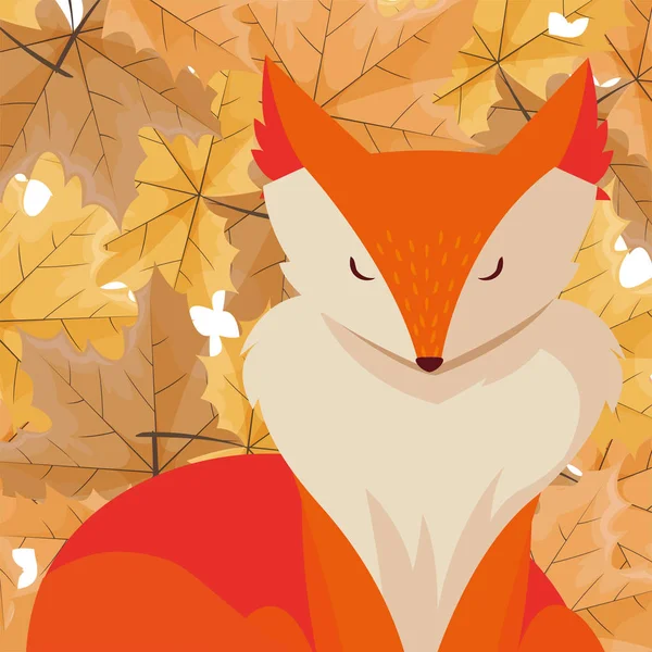 Mamífero raposa feliz outono temporada plana design — Vetor de Stock