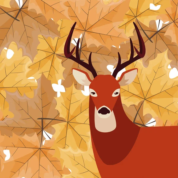 geyik mutlu sonbahar sezonu düz tasarım