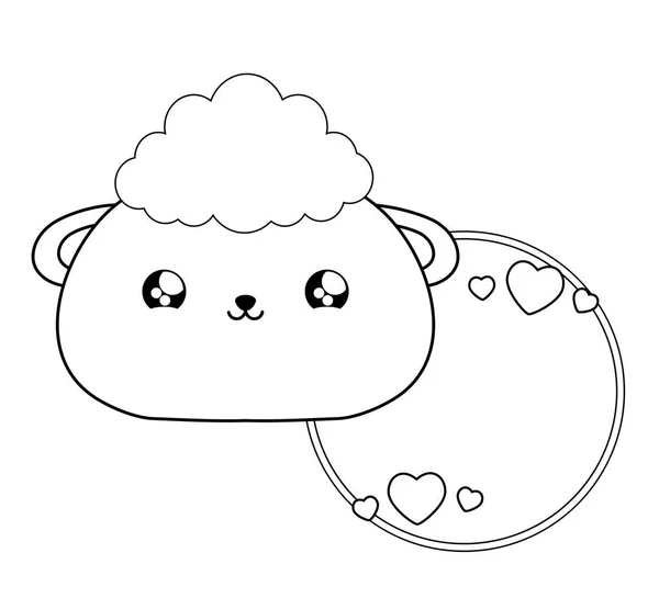 Lindo ovejas bebé animal kawaii estilo — Vector de stock