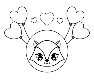 balonlar helyum kawaii tarzı ile sevimli tilki bebek