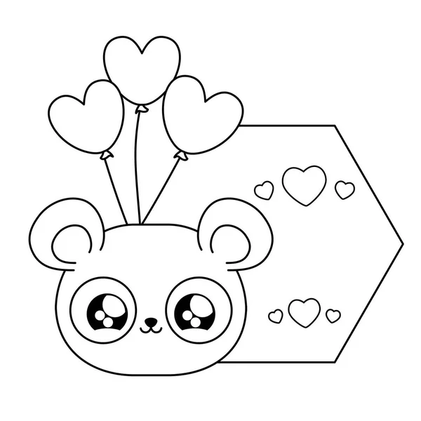 Baby Bear Panda w stylu karty Kawaii — Wektor stockowy