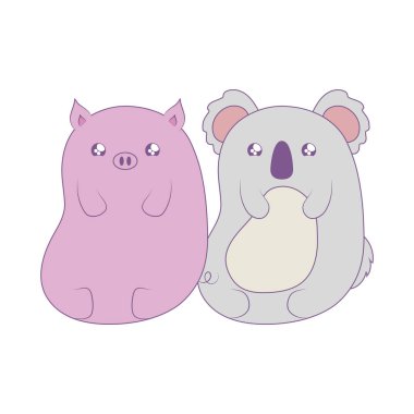 koala bebek hayvanlar kawaii tarzı ile sevimli piggy