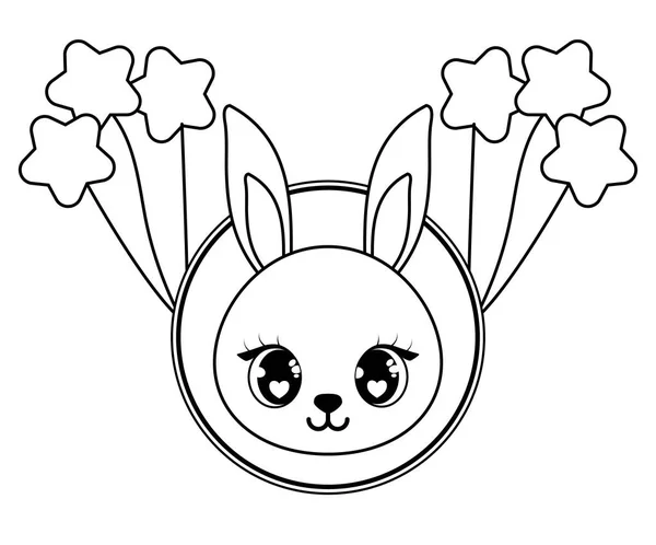 Testa di simpatico coniglio bambino stile kawaii — Vettoriale Stock