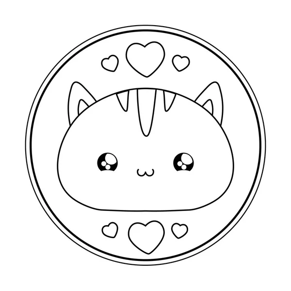 Cabeça de gato bonito bebê animal estilo kawaii —  Vetores de Stock