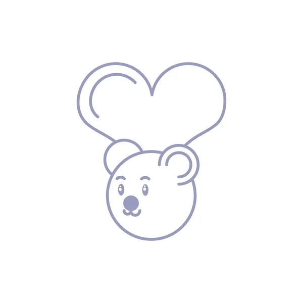Tête d'ours mignon bébé animal avec coeur — Image vectorielle