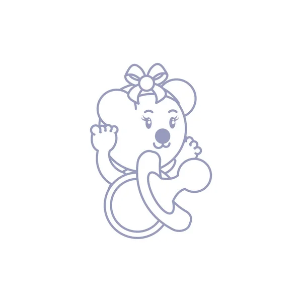 Cabeza de lindo oso hembra bebé animal y chupete — Archivo Imágenes Vectoriales