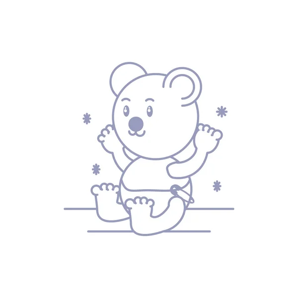 Mignon ours bébé animal isolé icône — Image vectorielle