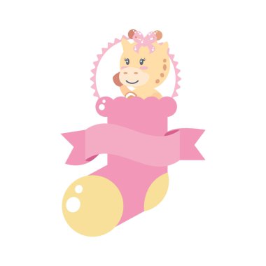 çorap ve kurdele ile sevimli kadın zürafa bebek