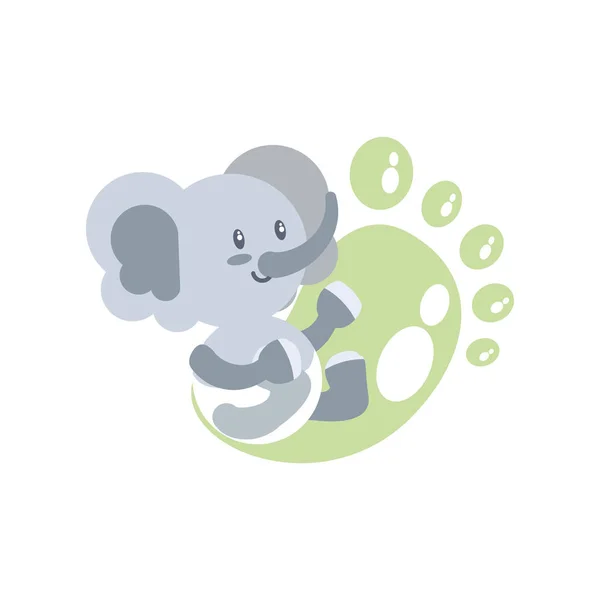 Schattig olifant baby en voetafdruk decoratie — Stockvector