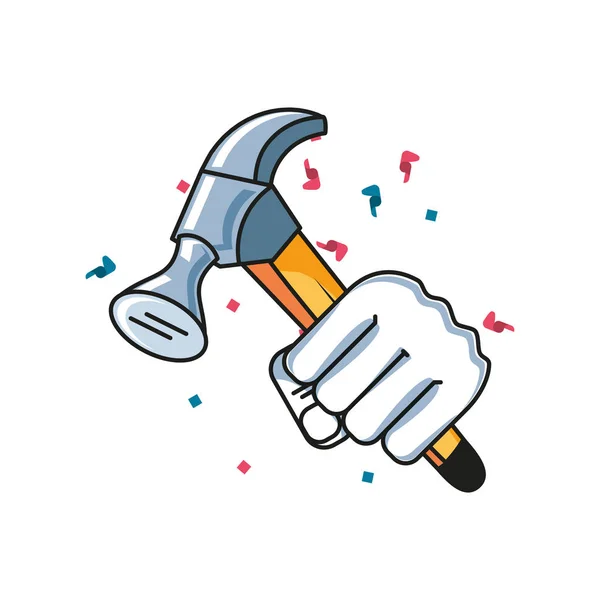带手拳力的锤子工具 — 图库矢量图片