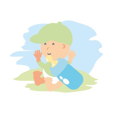 şişe süt ile sevimli bebek çocuk